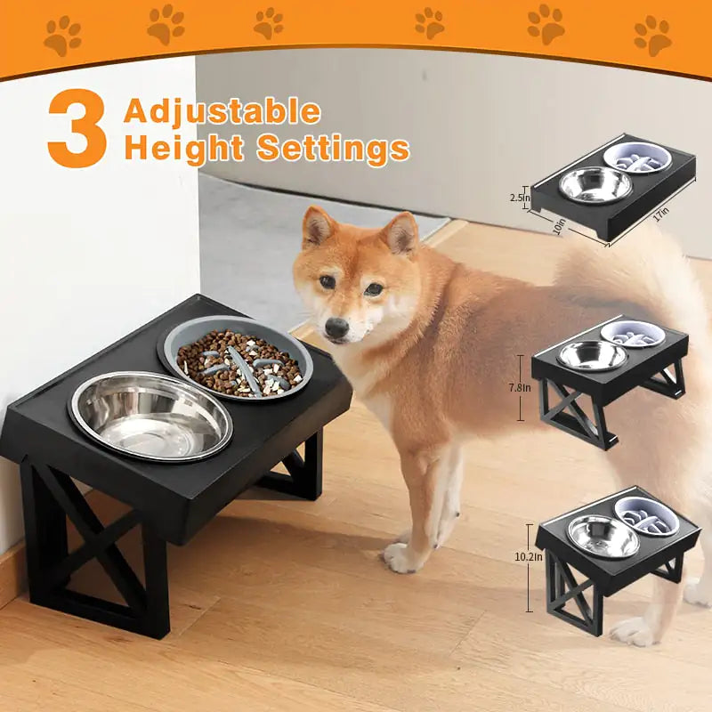 Mess-Free Adjustable Elevated Dog Bowl