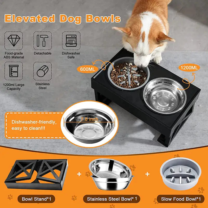 Mess-Free Adjustable Elevated Dog Bowl